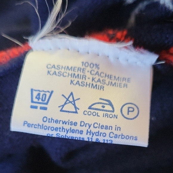 Vintage BERK 100% Pure Cashmere Men's Sweater - Red, White, and Navy Blue Size L - Picture 9 of 10